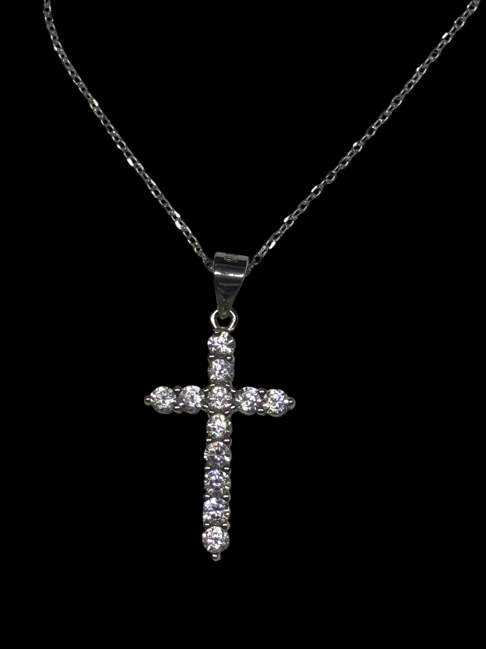 💎 Sterling Silver CZ Cross Pendant Necklace 💎